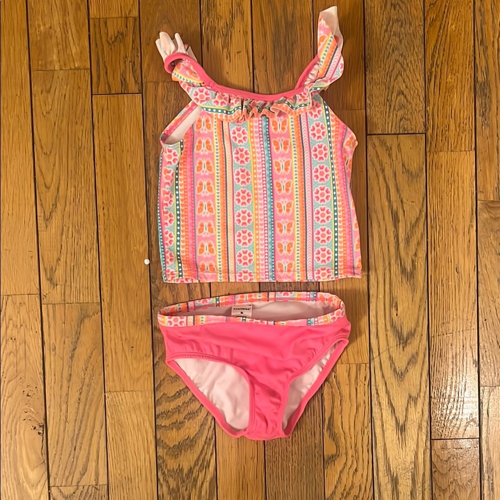 Healthtex Pink Bikini with Ruffled Tank Top